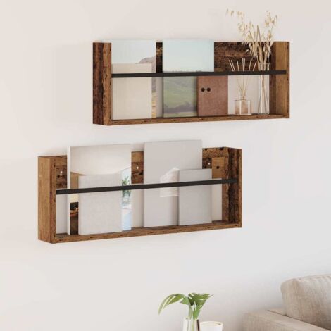 vidaXL Magazine Rack 2 pcs Old Wood 80 x 12 x 30 cm Engineered Wood