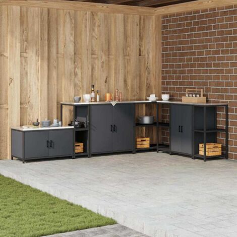 Küchenlageregal mit Regal mit Speicher Anthrazit Stahl vidaXL