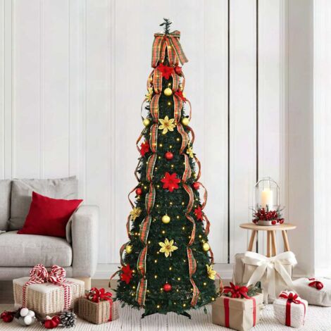 vidaXL Artificial Christmas Tree with 200 LEDs Green 215 cm PVC (1/5)