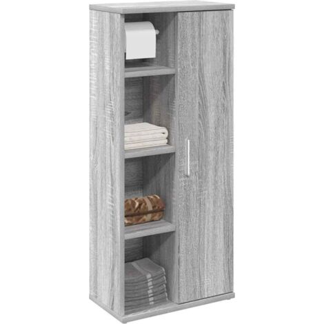 Badezimmerschrank mit Rollenhalter Grau Sonoma 39x22x90 cm vidaXL215074