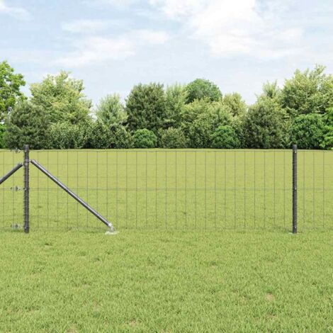 Euro Zaun mit 13 Spike-Posts 0.4x50 m Galvanisierter Stahl Grau vidaXL521952