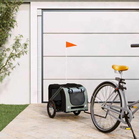 vidaXL Pet Bike Trailer Black and Grey Oxford Fabric and Iron