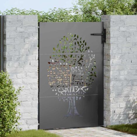 Gartentor, Gartenzaun 85x75 cm Cortenstahl Baumdesign Schwarz vidaXL