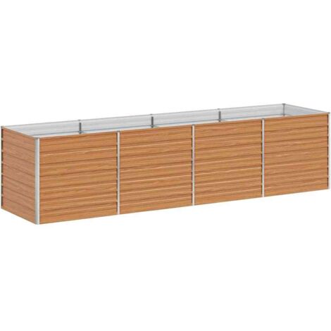 vidaXL Garden Raised Bed Light Brown 320 x 80 x 77 cm Galvanised Steel