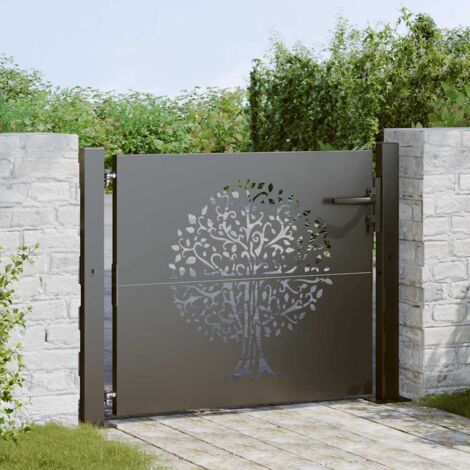 Gartentor Schwarz 105 x 100 cm Pulverbeschichteter Stahl vidaXL
