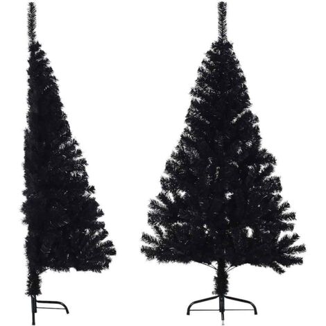 vidaXL Artificial Half Christmas Tree with Stand Black 150 cm PVC
