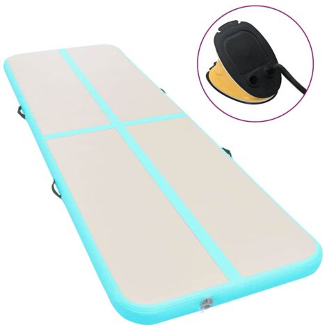 vidaXL Inflatable Gymnastics Mat with Pump 400x100x10 cm PVC Green
