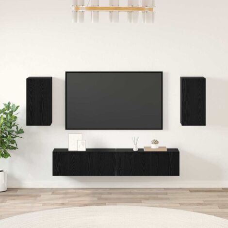 TV-Schrankset 4 pcs Schwarz Eichen-Optik 80 x 30 x 30 cm vidaXL