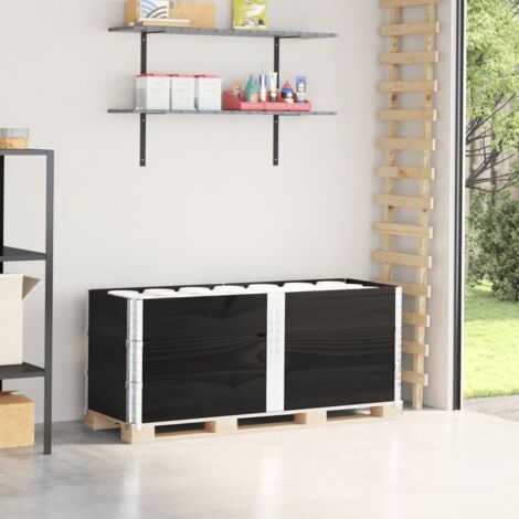 vidaXL Pallet Collars 3 pcs Black 150x50 cm Solid Wood Pine