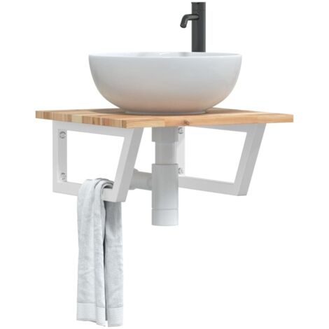 vidaXL Basin Shelf Wall Mounted Steel and Solid Wood Acacia