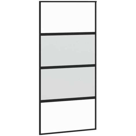 vidaXL Sliding Door Black 102,5x205 cm Tempered Glass and Aluminium