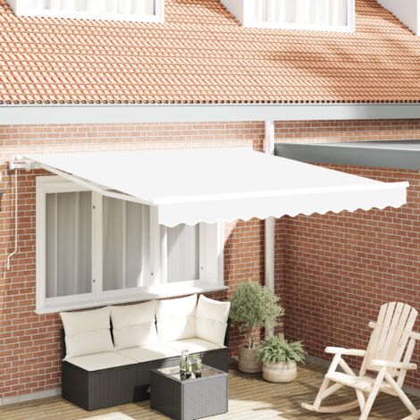 vidaXL Retractable Awning White 350 x 250 cm Fabric and Aluminium