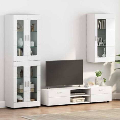 vidaXL Wooden Cabinet with Storage High Gloss White 50 x 29 x 100 cm