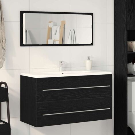 Waschbecken-Schrank mit Spiegel Schwarze Eiche 90 x 45 x 1.5 cm vidaXL (1/5)