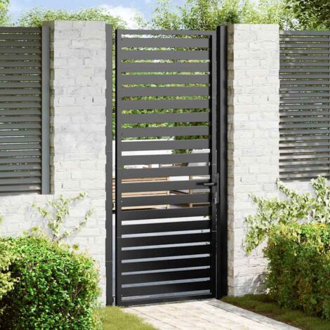 Gartentor Abschließbar Schwarz 100x200 cm Aluminium vidaXL