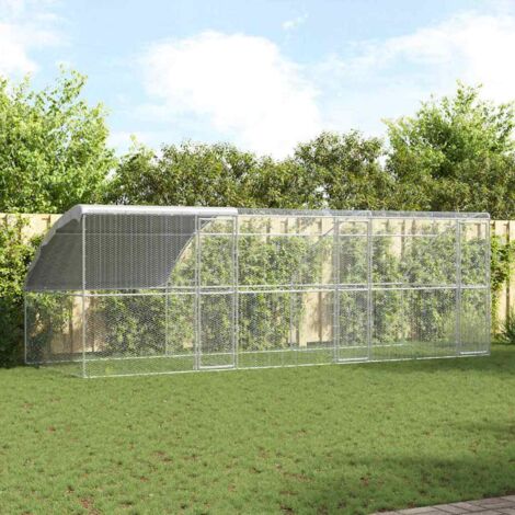 vidaXL Chicken Cage 3 pcs Silver 600 x 200 x 200 cm Steel and PE (1/5)