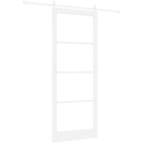 vidaXL  Sliding Door  White 93 x 232 cm Solid Pine Wood and Glass (1/5)