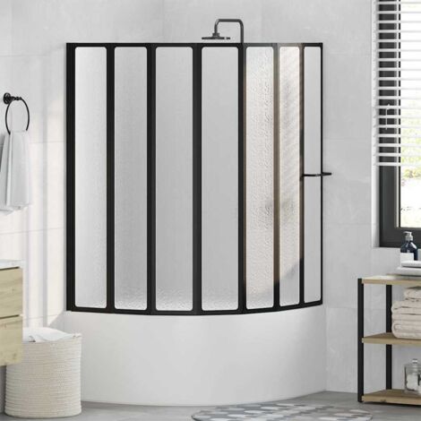 vidaXL  Shower Screen  Folding Black 168 x 140 cm Aluminium (1/5)
