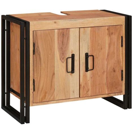 vidaXL Sink Cabinet with Shelf Brown 71 x 33 x 58 cm Solid Acacia Wood (1/5)