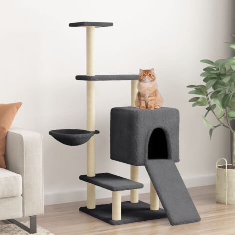 vidaXL Cat Tree with Sisal Scratching Posts Dark Grey 130,5 cm (1/5)