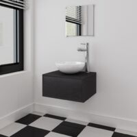 vidaXL Three Piece Bathroom Furniture and Basin Set Black (242557+242569)