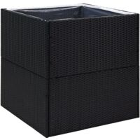 Pflanzkübel Schwarz 80x80x80 cm Poly Rattan vidaXL