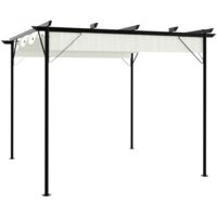vidaXL Pergola with Retractable Roof Cream White 3x3 m Steel