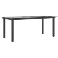 vidaXL Garden Table Black 190x90x74 cm Aluminium and Glass