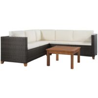 vidaXL 4 Piece Garden Lounge Set with Cushions Poly Rattan Brown