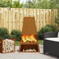 vidaXL Fire Pit Brown 60 x 35 x 100 cm Weathering Steel