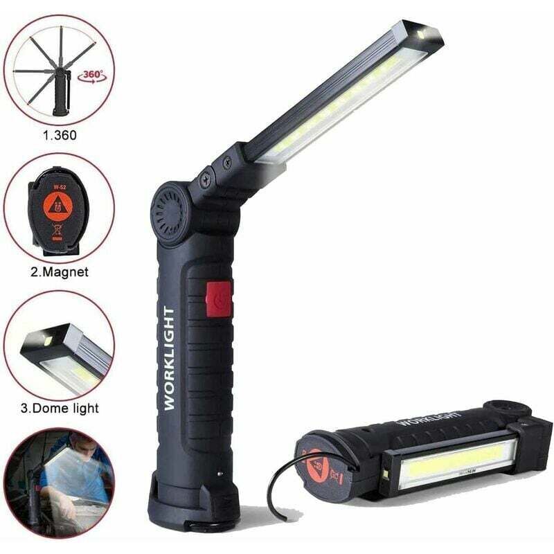 Torcia a LED per ispezione, portatile, ricaricabile, luce da lavoro a LED, super luminosa, torcia tascabile a LED, torcia da campeggio, con clip magnetica per penna nera