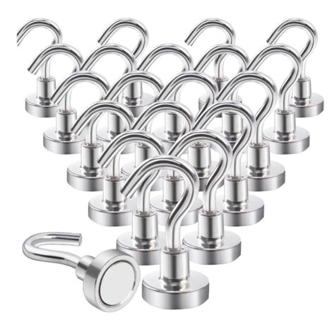 20 pezzi Ganci magnetici Ganci magnetici al neodimio potenti per frigorifero Cucina Ufficio Scuola Crociera Resistente