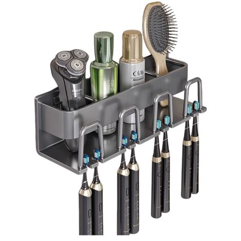 Porte Brosse à Dents Mural Support Salle de Bain Sans Percage Support de Tête de Brosse à Dents pour 8 Brosse (1/5)