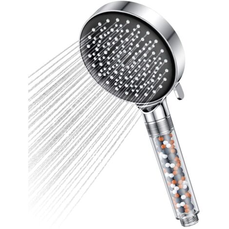 Soffione doccia con filtro per risparmio idrico, soffione doccia per bagno con effetto pioggia con 5 tipi di getti, nero (1/4)