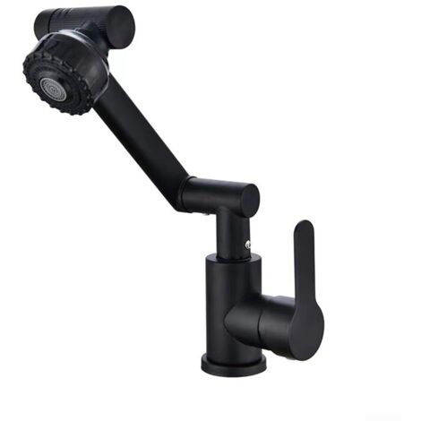 Rubinetto da cucina estraibile, miscelatore da cucina con rotazione flessibile a 1080°, rubinetto per lavello sottofinestra in acciaio inossidabile nero (1/5)