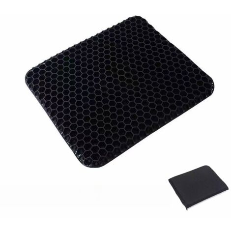 Cuscino per sedile in gel, cuscino per sedile in gel traspirante con rivestimento antiscivolo per auto/ufficio/sedia a rotelle - Nero (1/4)