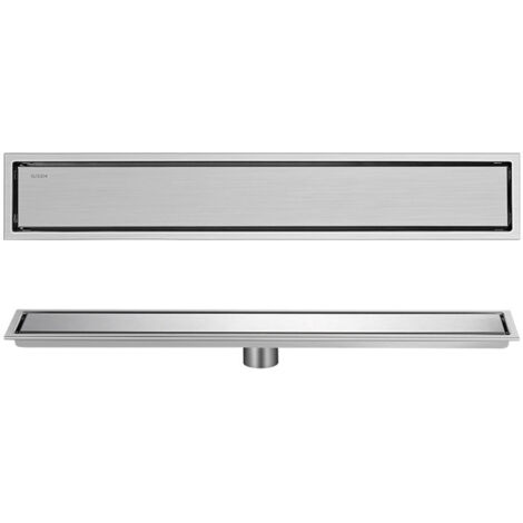 Canaletta Doccia Italiana in Acciaio Inox Scarico a Pavimento Orientabile Scarico a 360° per Bagno Rettangolare - 80 cm