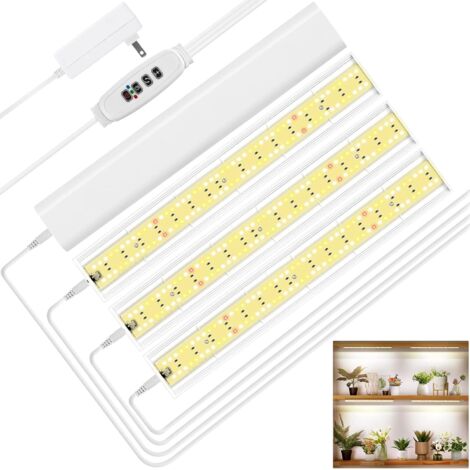 Lampada LED per la coltivazione di piante, spettro completo 3000K, strisce luminose per piante da interno, lampada LED per la coltivazione di piante per serre idroponiche, 13 pollici, 4 teste