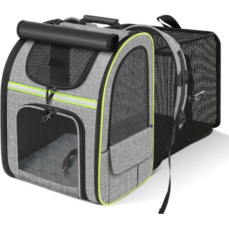 Zaino per il trasporto degli animali domestici con finestra in rete, spazio espandibile, portatile e pieghevole con tenda superiore, borsa per cani traspirante, tessuto Oxford impermeabile, ideale per (1/5)