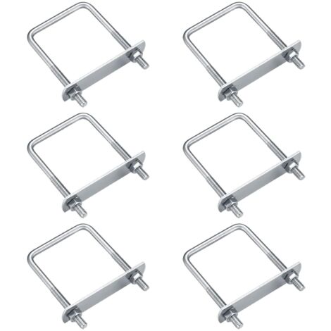 Bulloni a U Ahlsen 6 pezzi, bulloni a U M6, bulloni a U in acciaio inossidabile con piastre dado e rondella, bulloni di serraggio per fissaggio tubi (angolo retto 80x50 mm)