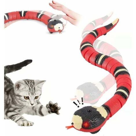 Giocattolo interattivo per gatti, serpente con sensore intelligente, in movimento, ricaricabile, rileva automaticamente ostacoli e vie di fuga