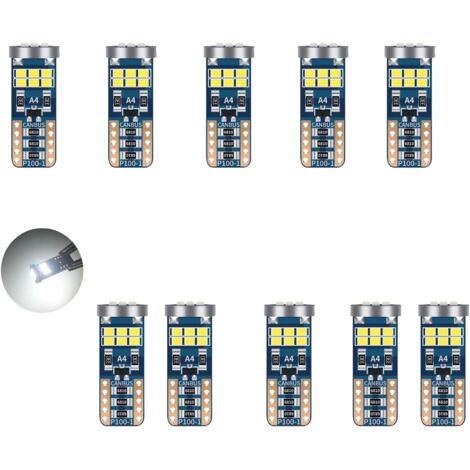 10 pezzi W5W T10 194 Lampadina LED 6500K (bianco), Lampadina LED T10, senza errori Canbus, DC12V, 396LM, chip 18SMD 2016, lampadina 168 LED, design non polare, illuminazione interna auto, plafoniera