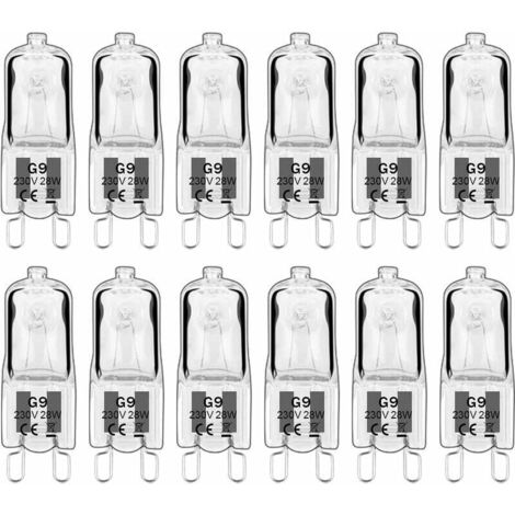 12 lampade alogene G9, lampadine G9 230 V 28 W 480 lm, bianco caldo 2800 K, lampadine a capsula dimmerabili, senza sfarfallio [classe energetica G]