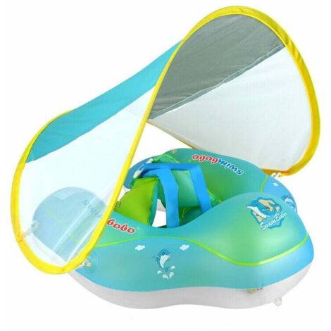 6-36 mesi - L-Gonfiabile per neonati con parasole, anello da nuoto per neonati, seggiolino per piscina per neonati