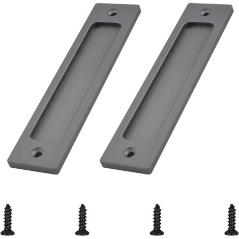 Maniglia per porta scorrevole rettangolare, maniglia per porta scorrevole incassata in alluminio con viti di montaggio, adatta per porte scorrevoli (grigio opaco, 2 pezzi) (1/5)