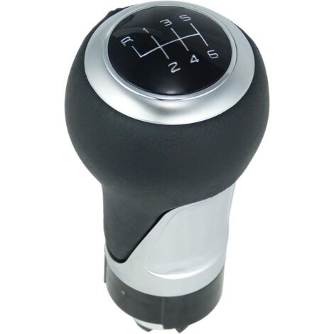 Pommeau de levier de vitesse compatibile con Audi A1 A3 A4 A5 A6 Q3 Q5 - Nero - 6 vitesse - 12 mm - Similicuir - Levier de vitesse manuel - (A260-9)