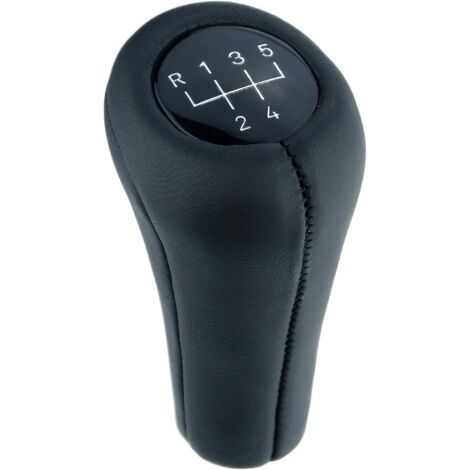 Pommeau de levier de vitesse compatibile con BMW Série 3 5 E36 E46 E90 E91 E92 E93 E39 E60 E61 - Noir - 5 vitesse - Cuir véritable - Levier de vitesse manuel - (A276-4) (1/3)