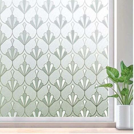 Pellicola elettrostatica per finestre, pellicola per la privacy, non adesiva, riutilizzabile, opaca, motivo floreale, per ufficio, casa, bagno, camera da letto, cucina, 40x200 cm (1/5)