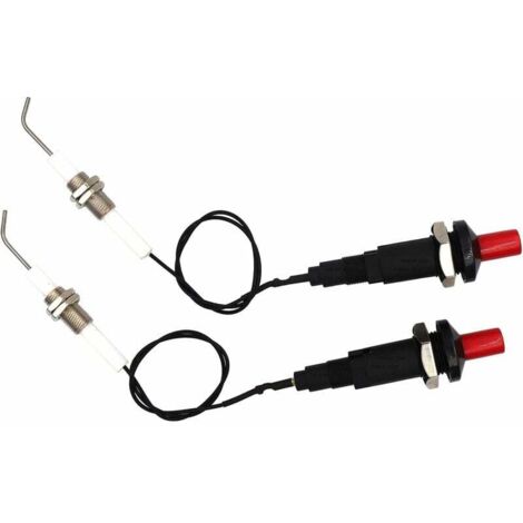 Accenditori per grill a gas/grill, accenditore piezoelettrico a pulsante con cavo candela filettato in ceramica universale con elettrodi di accensione lunghi 30 cm, confezione elettronica da 2