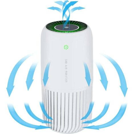 Purificatore d'aria con filtro HEPA con luce UV-C, mini purificatore d'aria rimuove il 99,97% di fumo, allergeni, polvere, purificatore d'aria per auto e ufficio (bianco)